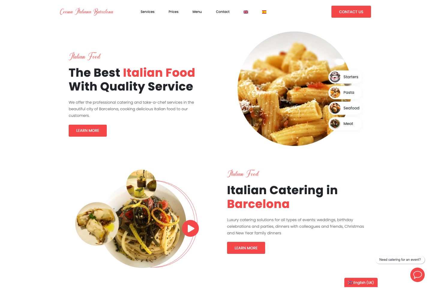 Cocina Italiana Barcelona homepage